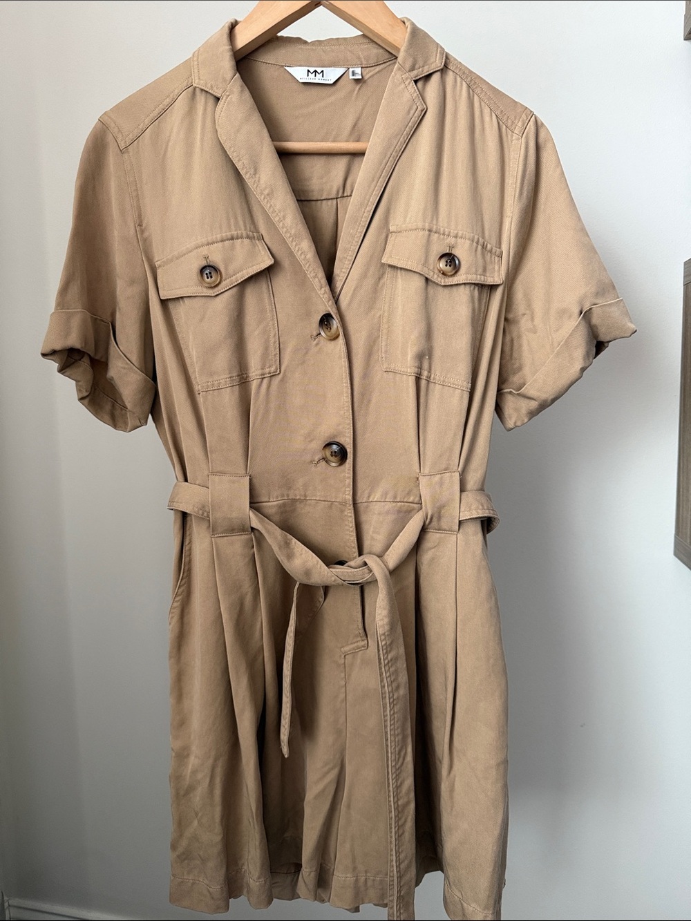 MM Tan Romper with Belt Size L